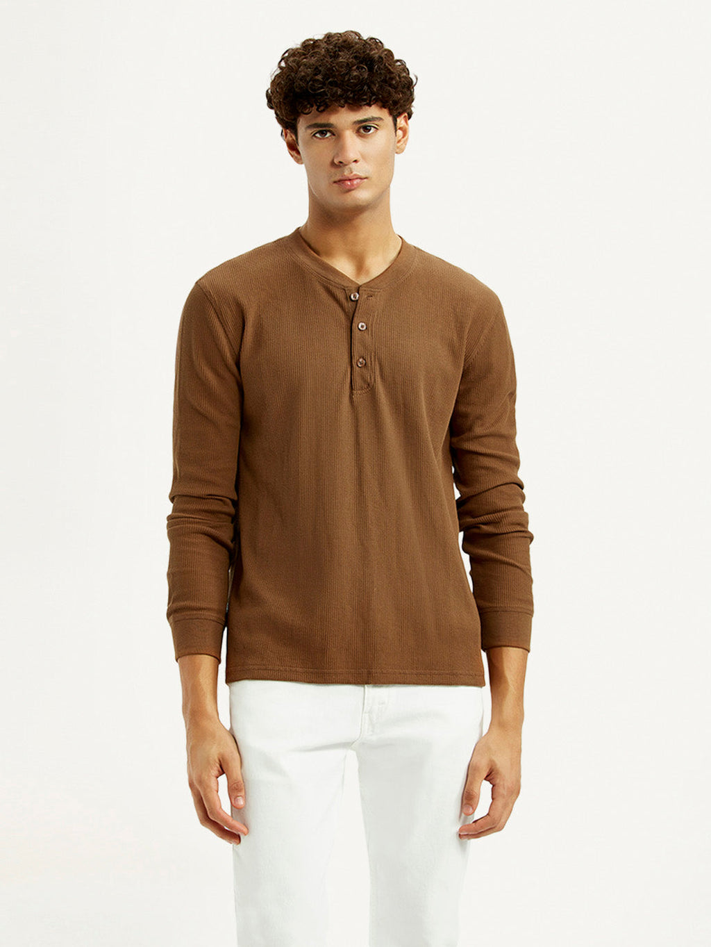 Men's Solid Henley Neck T-shirt
