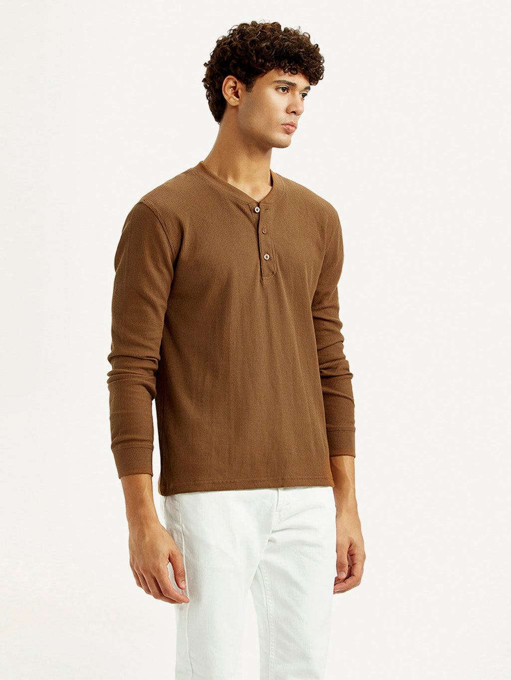 Men's Solid Henley Neck T-shirt