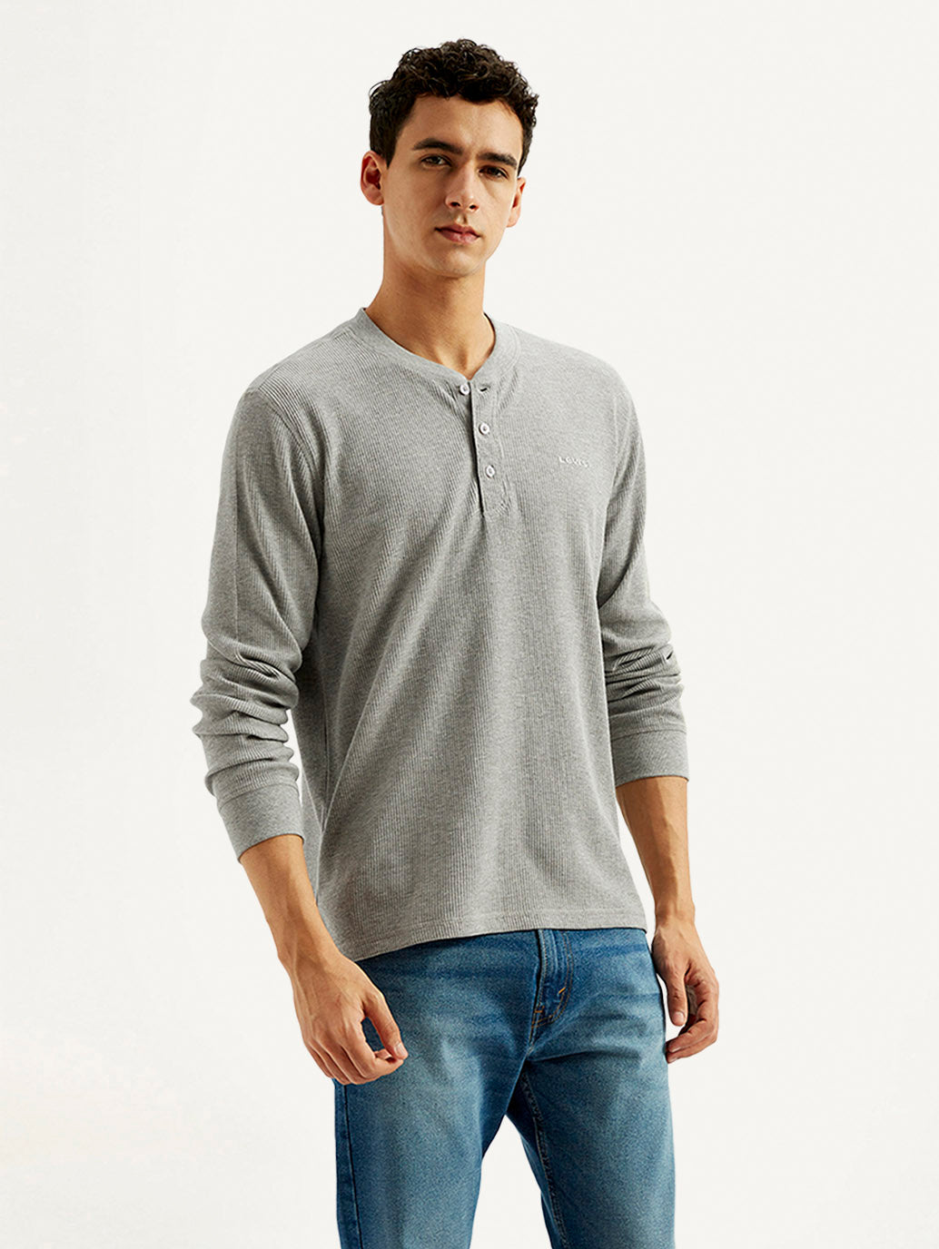 Men's Solid Henley Neck T-shirt