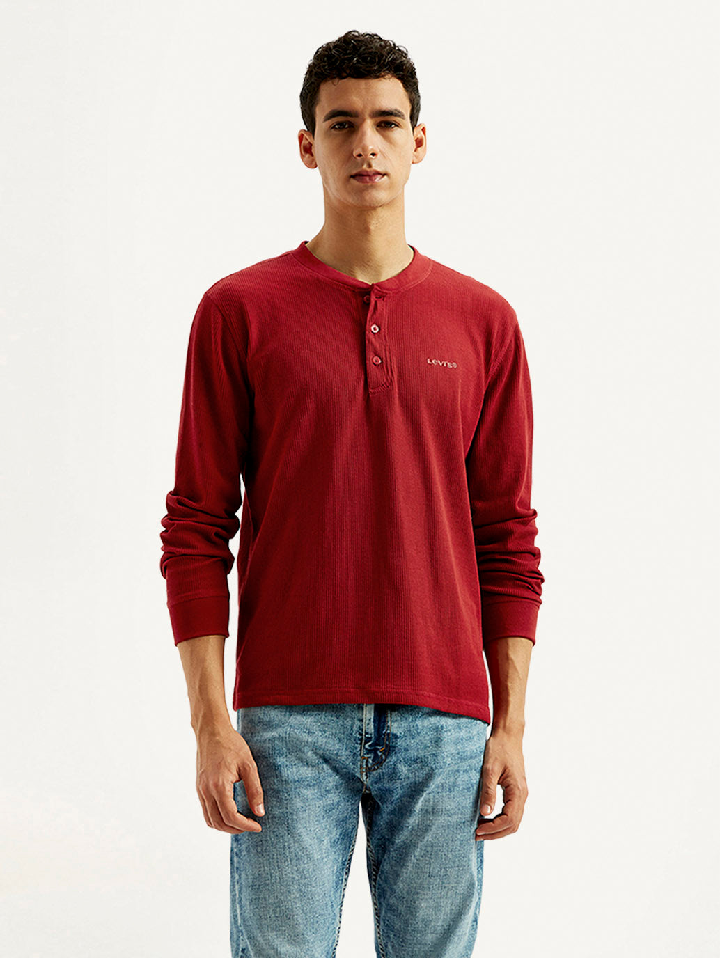 Men's Solid Henley Neck T-shirt
