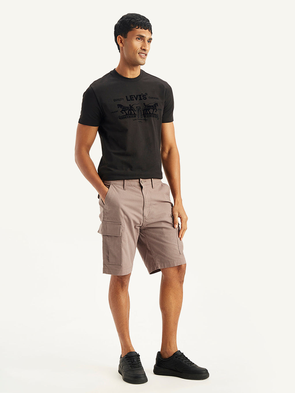 Men's Brown Regular Fit Cargo Shorts