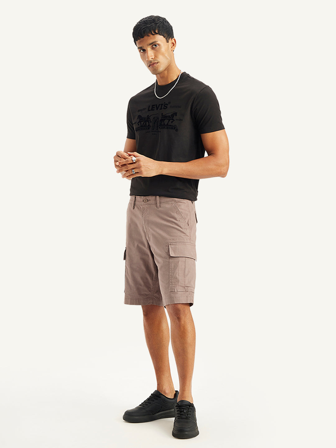 Men's Brown Regular Fit Cargo Shorts