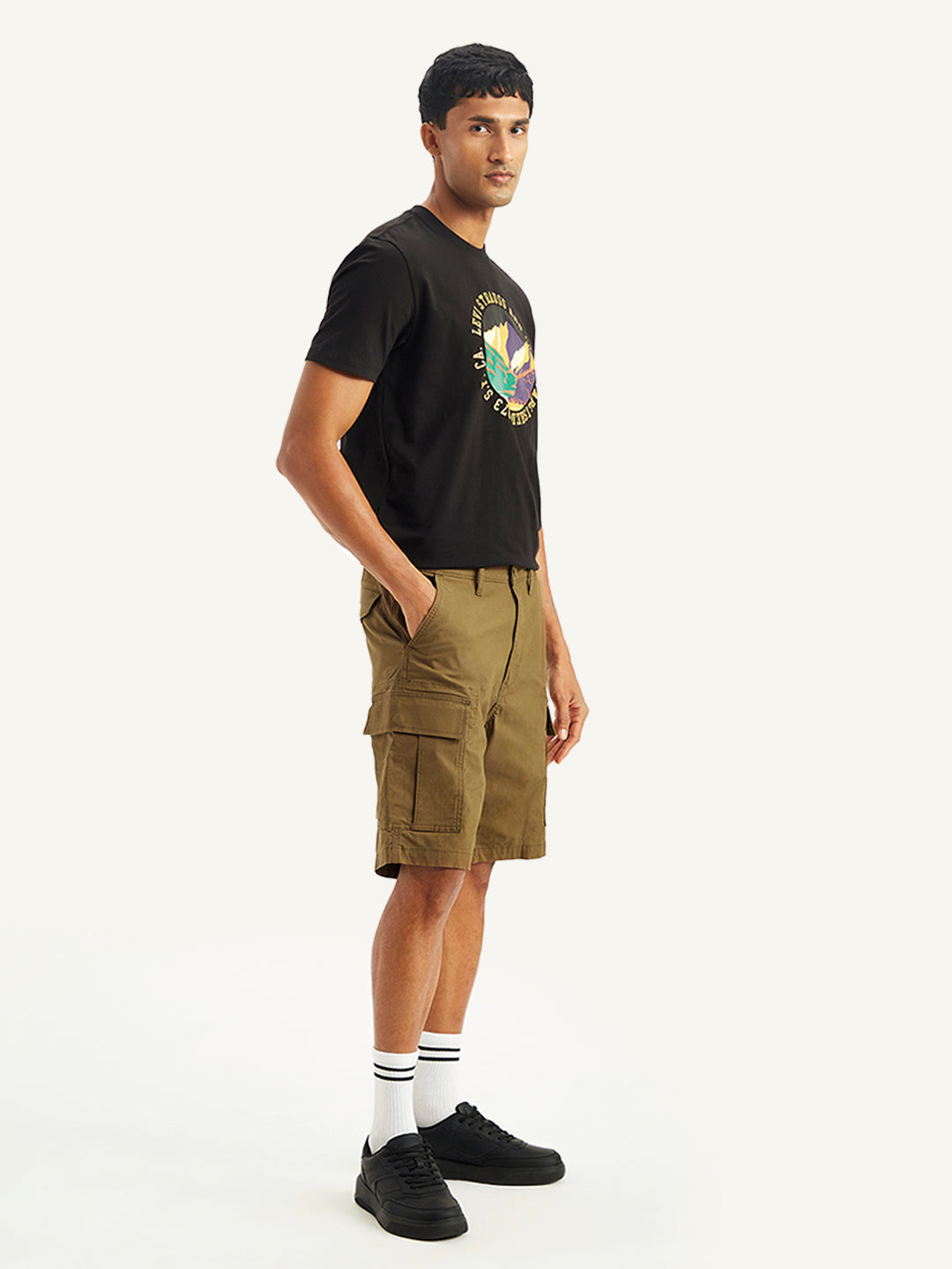 Men's Brown Regular Fit Cargo Shorts