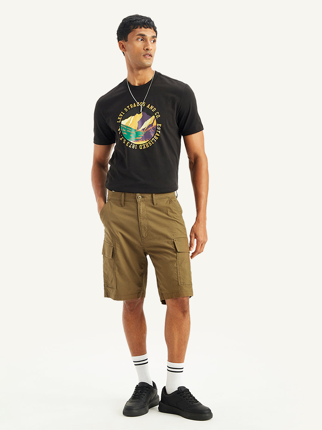 Men's Brown Regular Fit Cargo Shorts