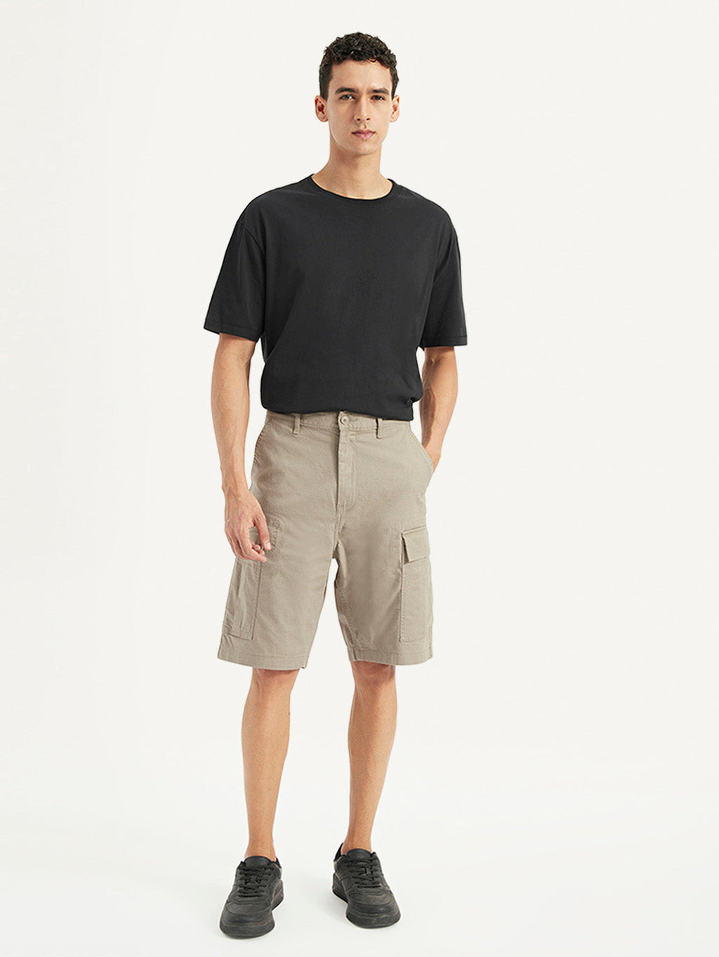 Men's Beige Cargo Fit Shorts