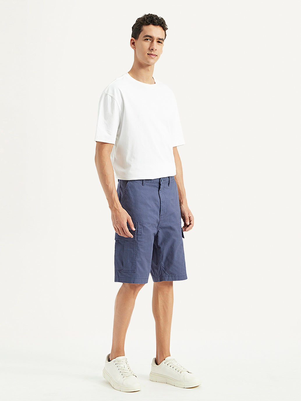 Men's Blue Cargo Fit Shorts