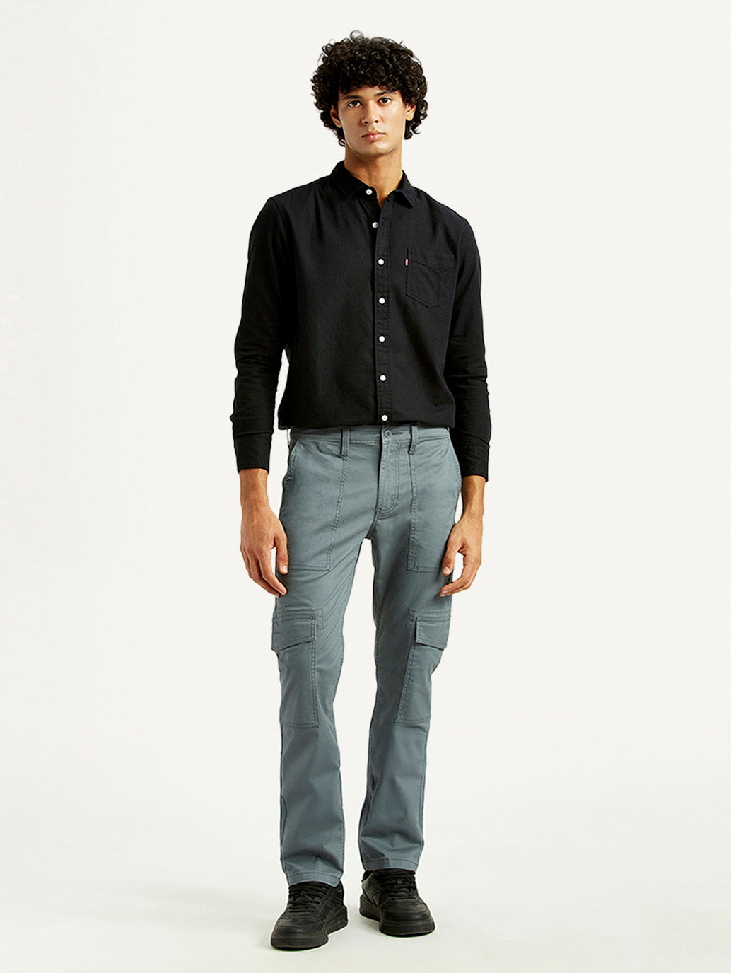 Men's Grey Slim Fit Cargo Trousers