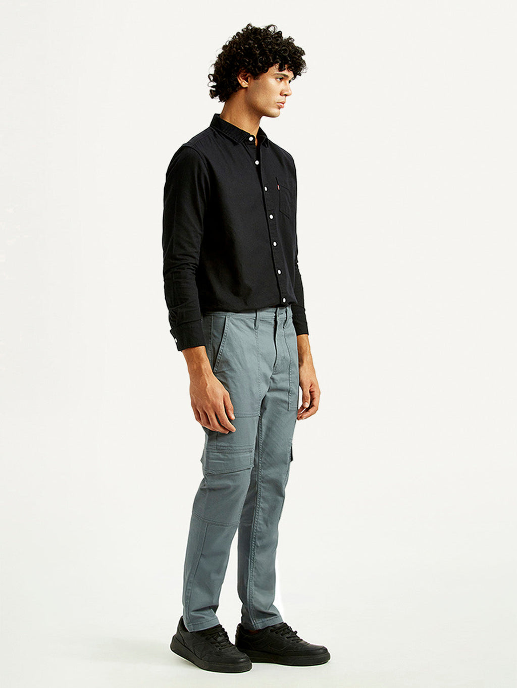 Men's Grey Slim Fit Cargo Trousers