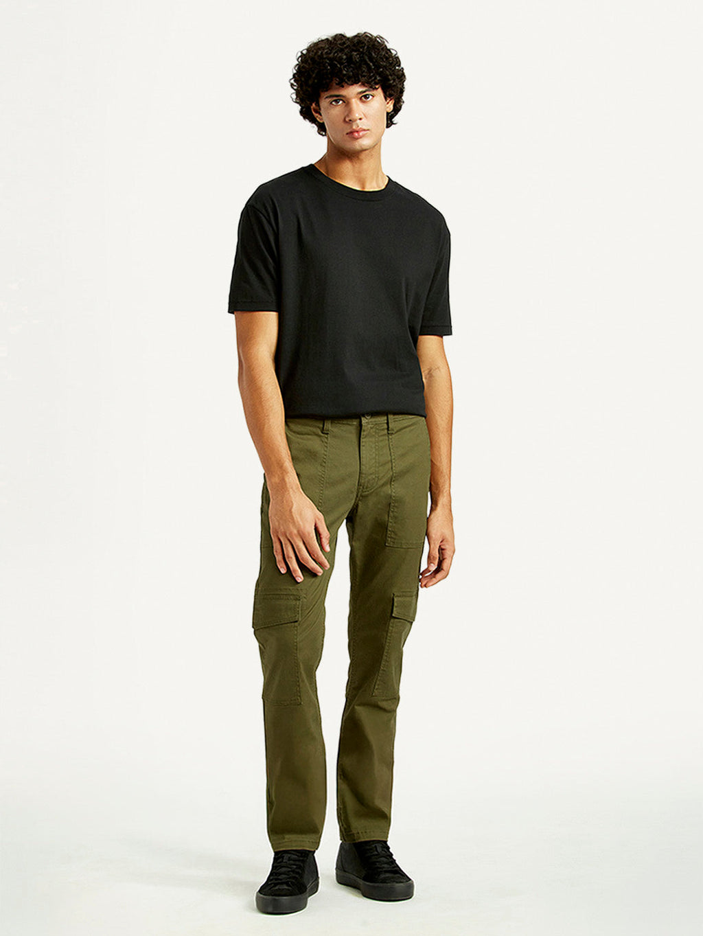 Men's Olive Green Slim Fit Cargo Trousers