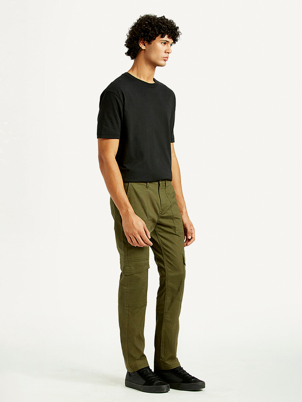 Men's Olive Green Slim Fit Cargo Trousers