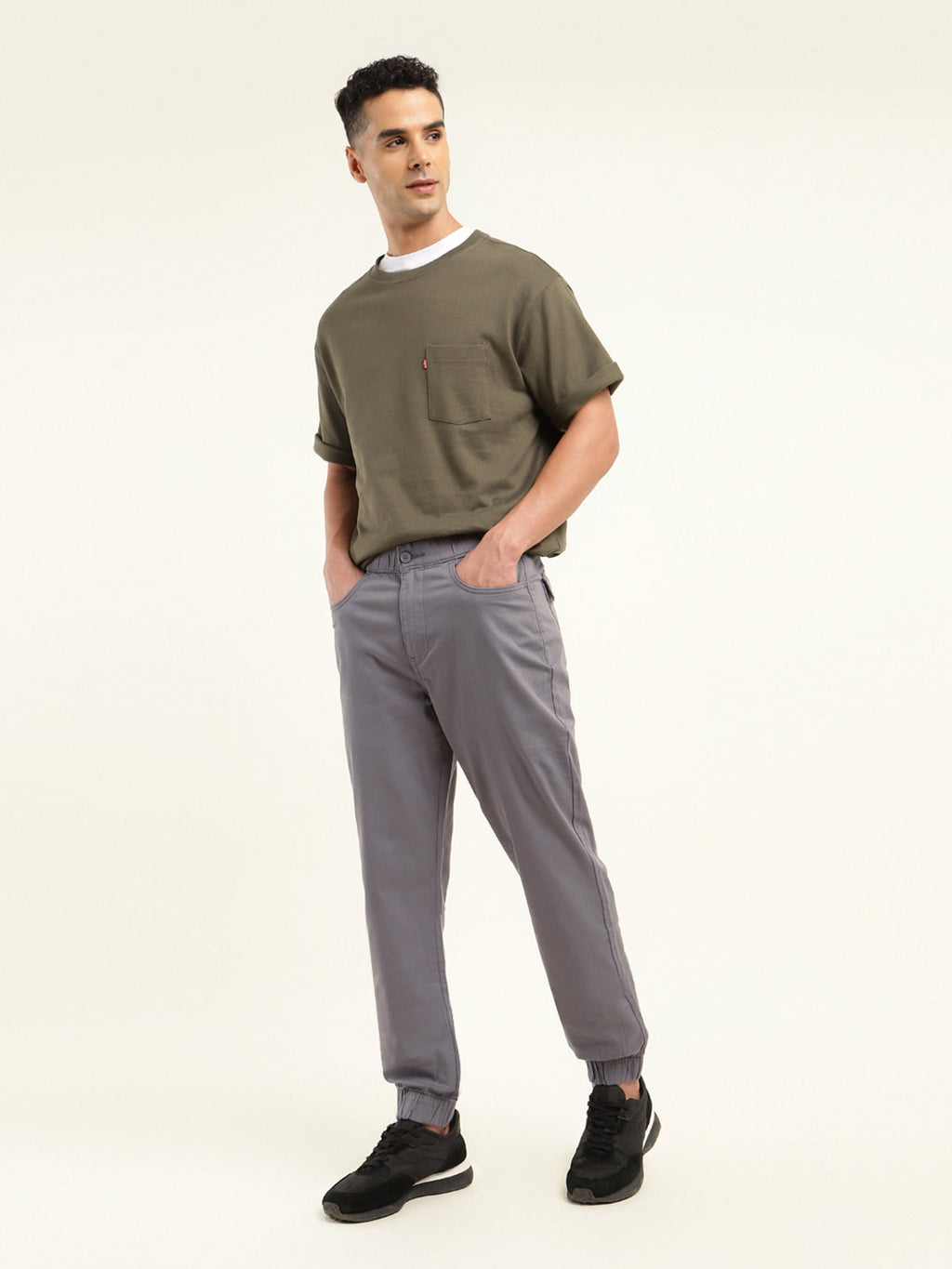 Men's Relaxed Fit Grey Jogger Cargos