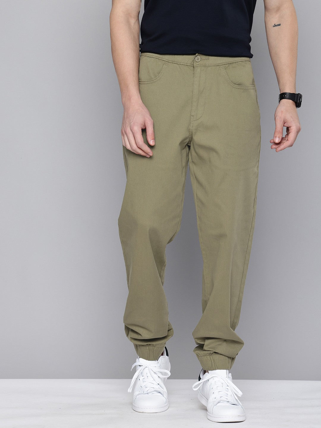 Men's Relaxed Fit Olive Green Jogger Cargos