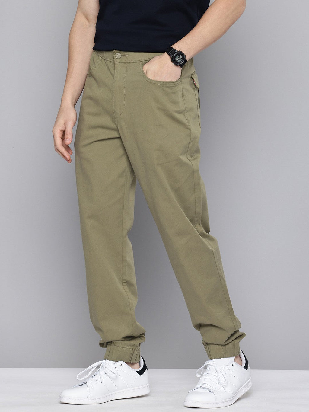 Men's Relaxed Fit Olive Green Jogger Cargos
