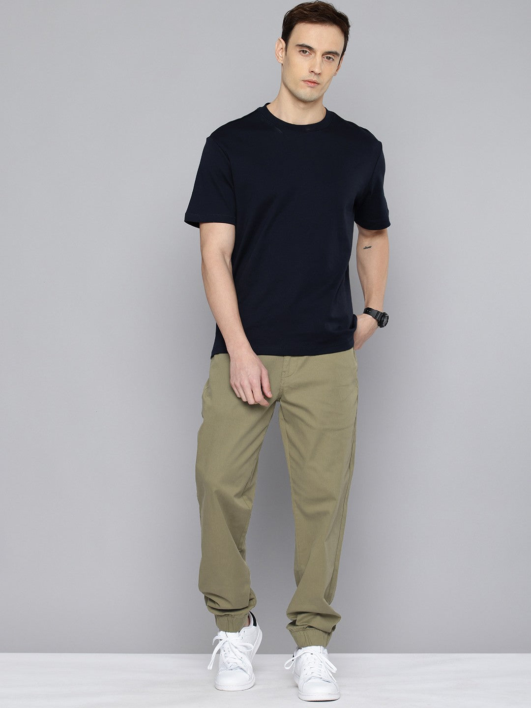 Men's Relaxed Fit Olive Green Jogger Cargos
