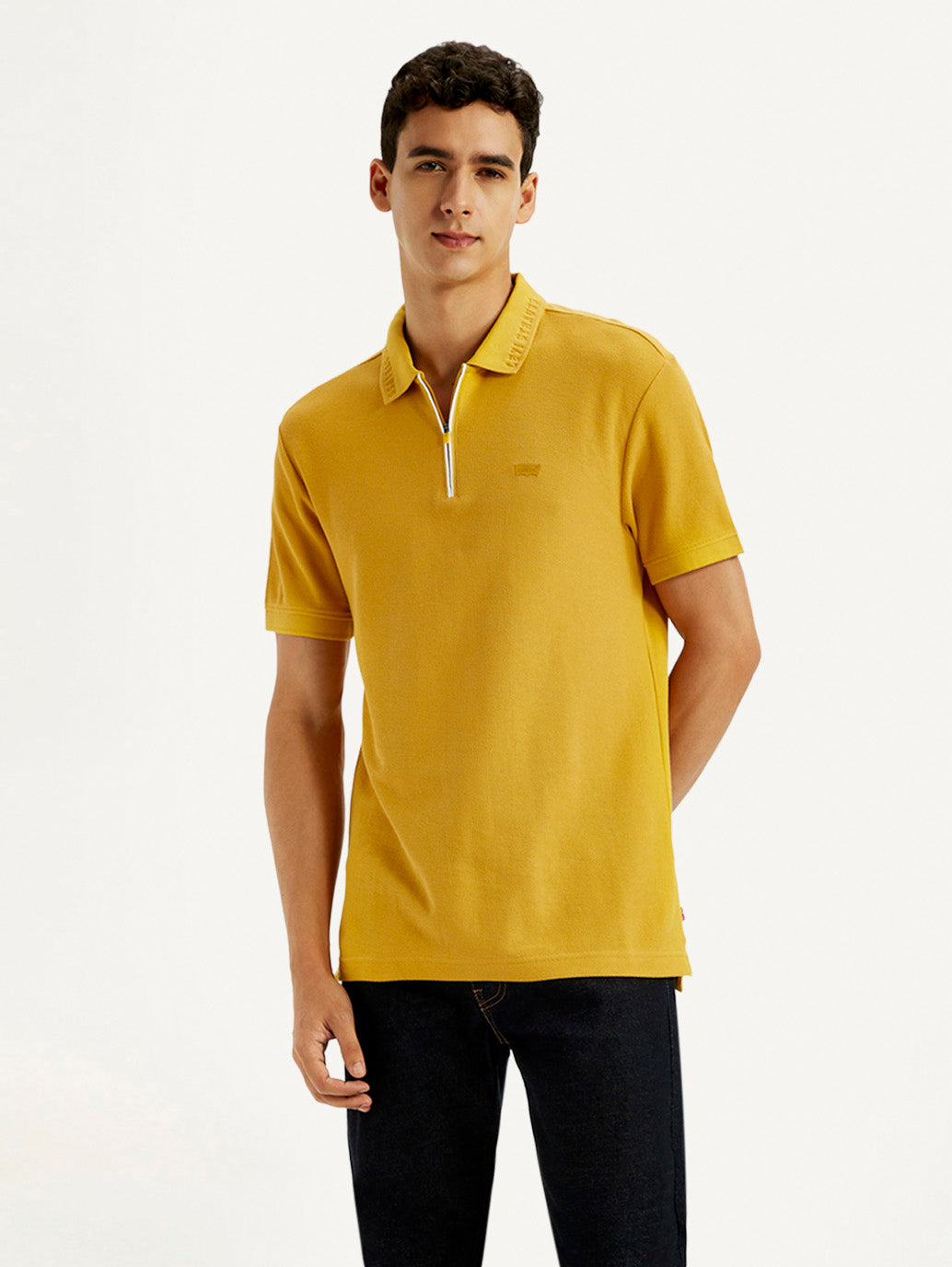 Men's Solid Yellow Slim Fit Polo T-shirt