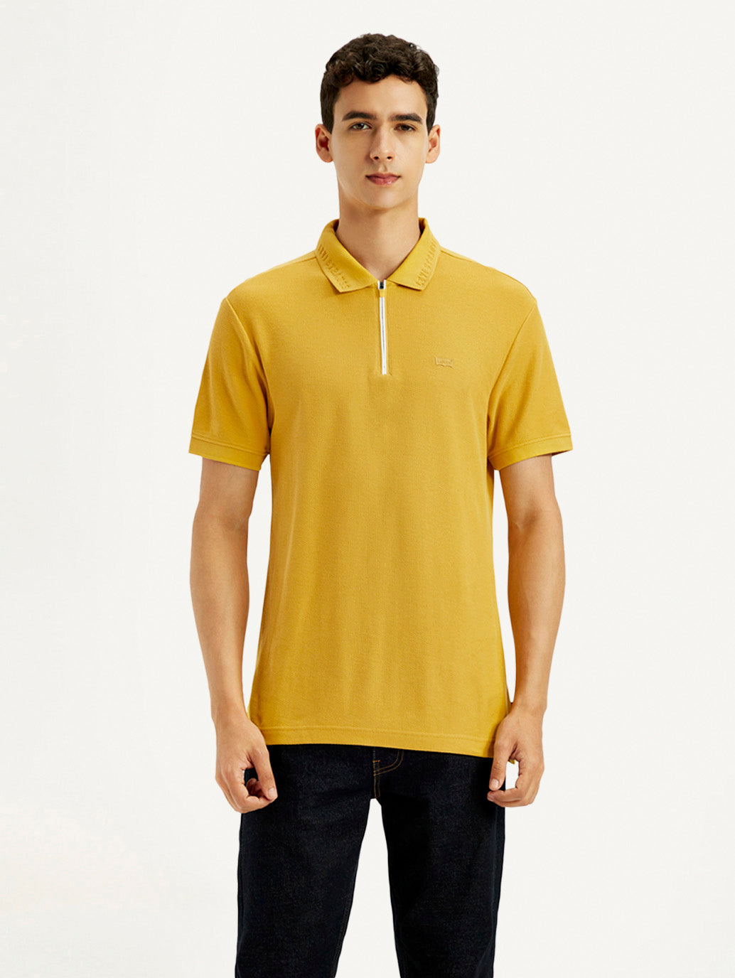 Men's Solid Yellow Slim Fit Polo T-shirt