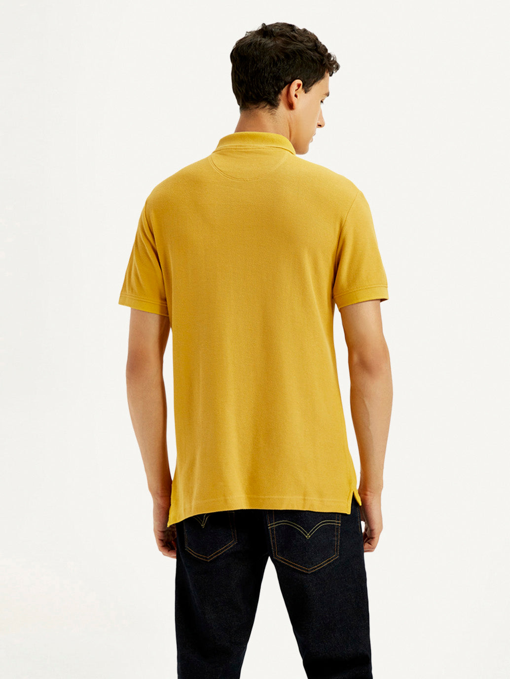Men's Solid Yellow Slim Fit Polo T-shirt