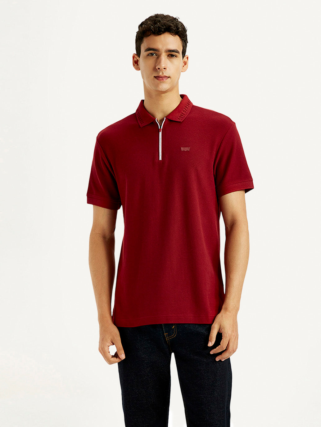 Men's Solid Red Slim Fit Polo T-shirt