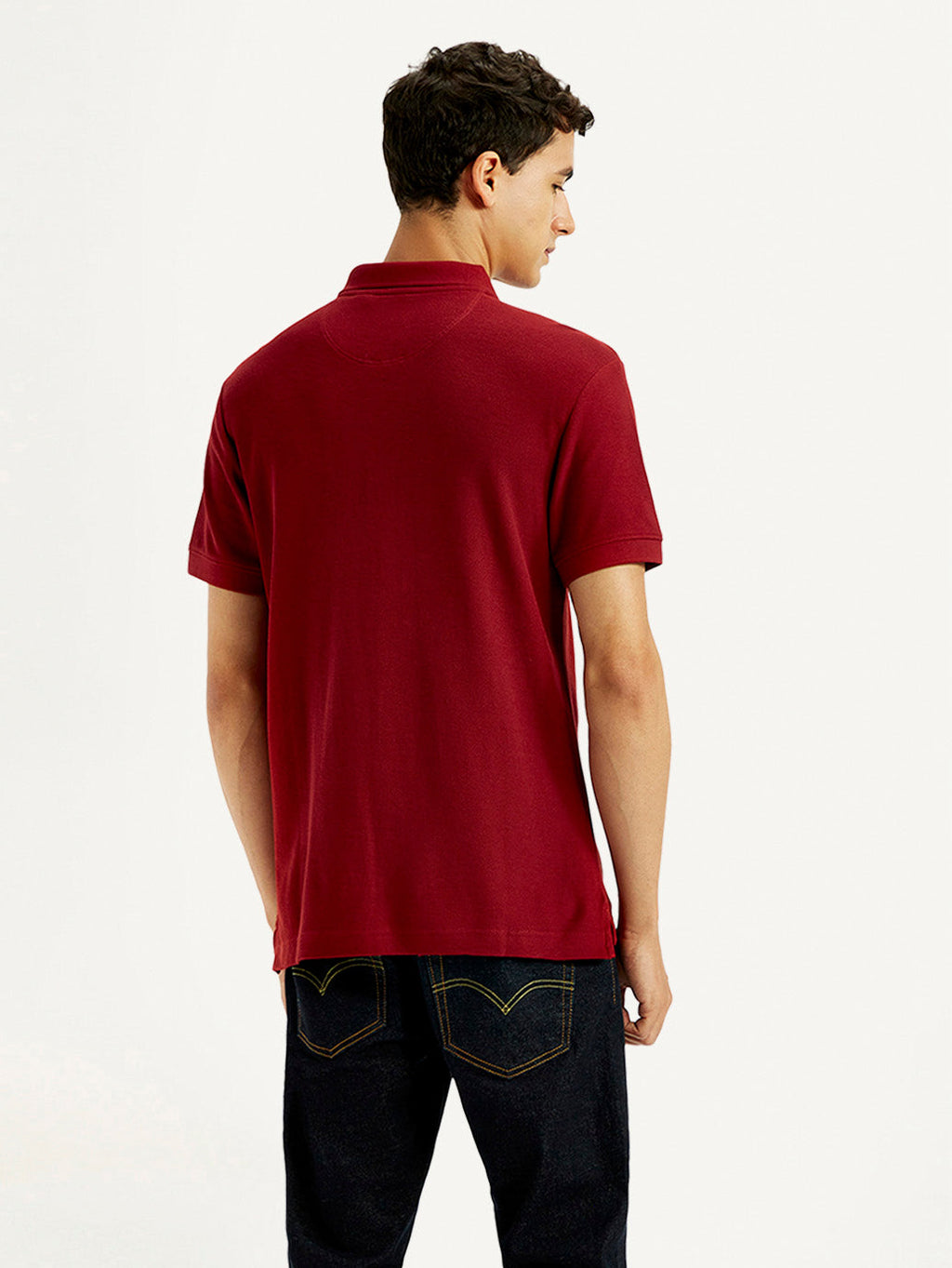 Men's Solid Red Slim Fit Polo T-shirt