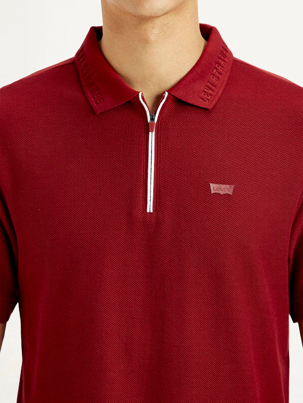 Men's Solid Red Slim Fit Polo T-shirt