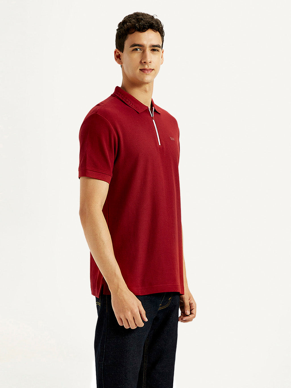 Men's Solid Red Slim Fit Polo T-shirt