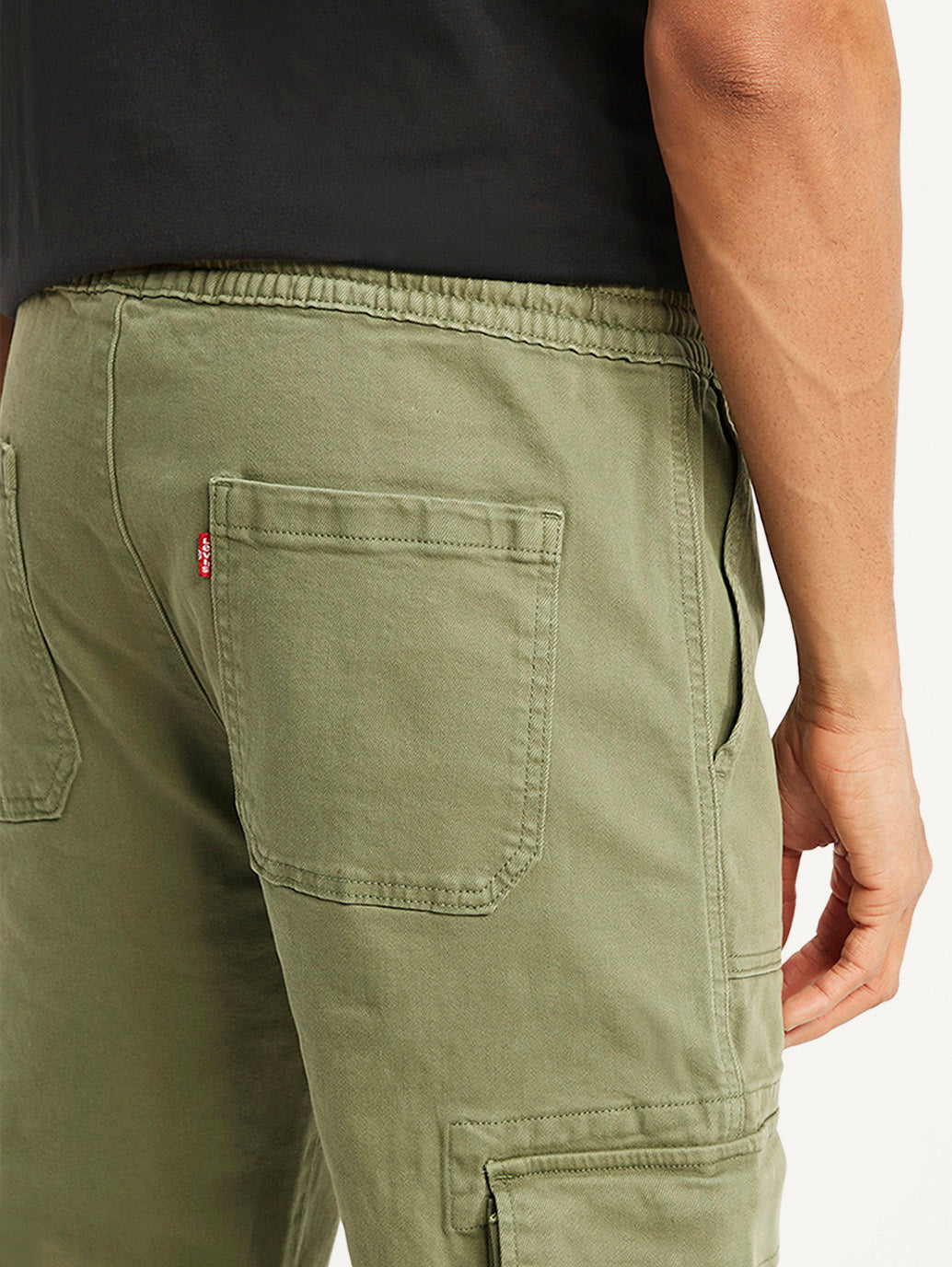 Men's Olive Loose Fit Cargo Trousers