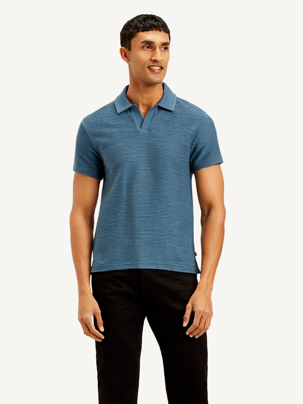 Men's Textured Slim Fit Polo Corduroy T-shirt