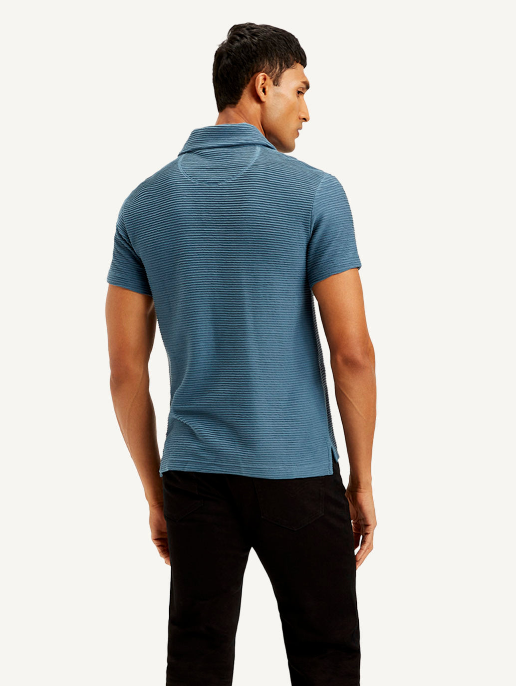 Men's Textured Slim Fit Polo Corduroy T-shirt
