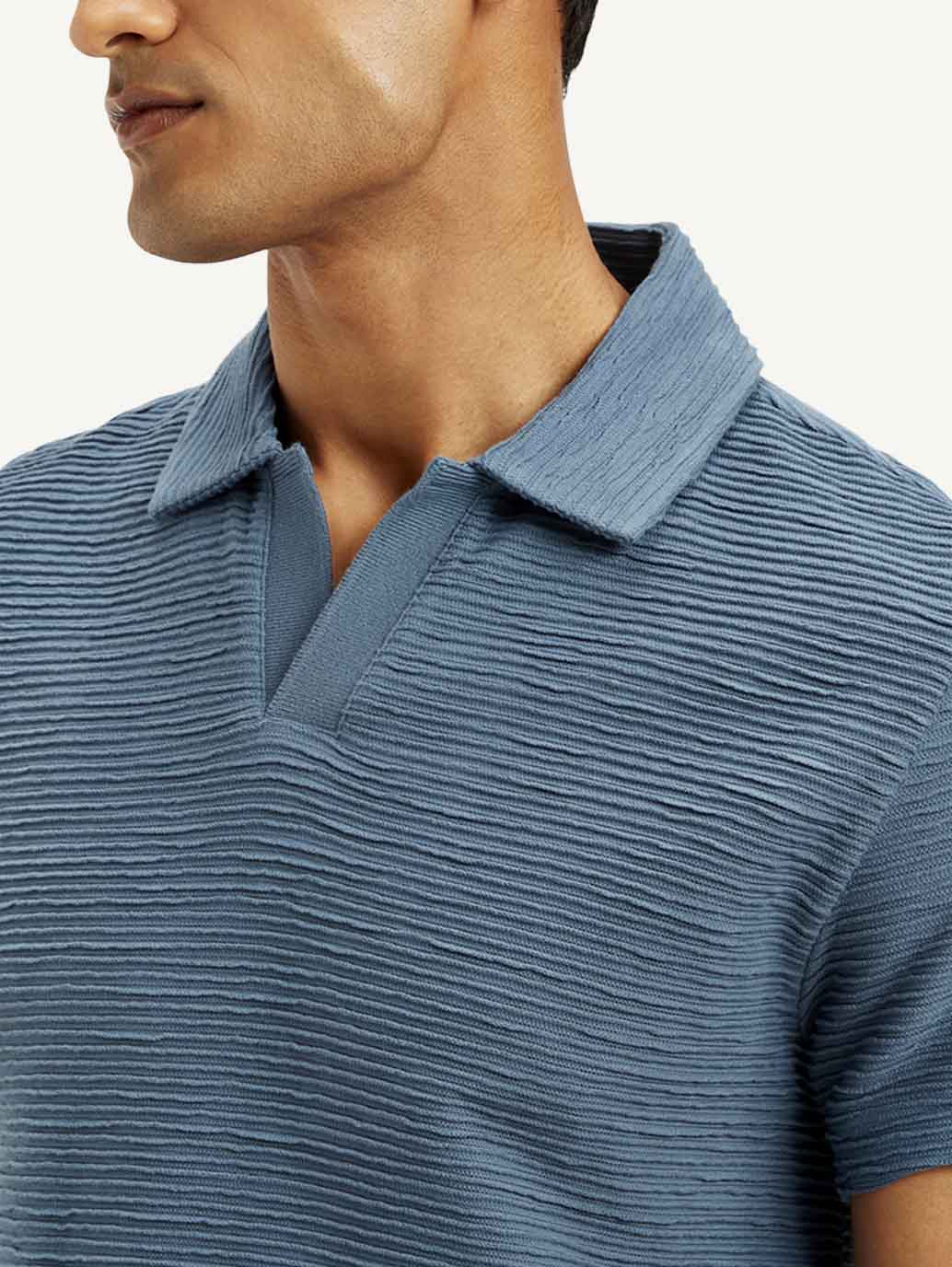 Men's Textured Slim Fit Polo Corduroy T-shirt