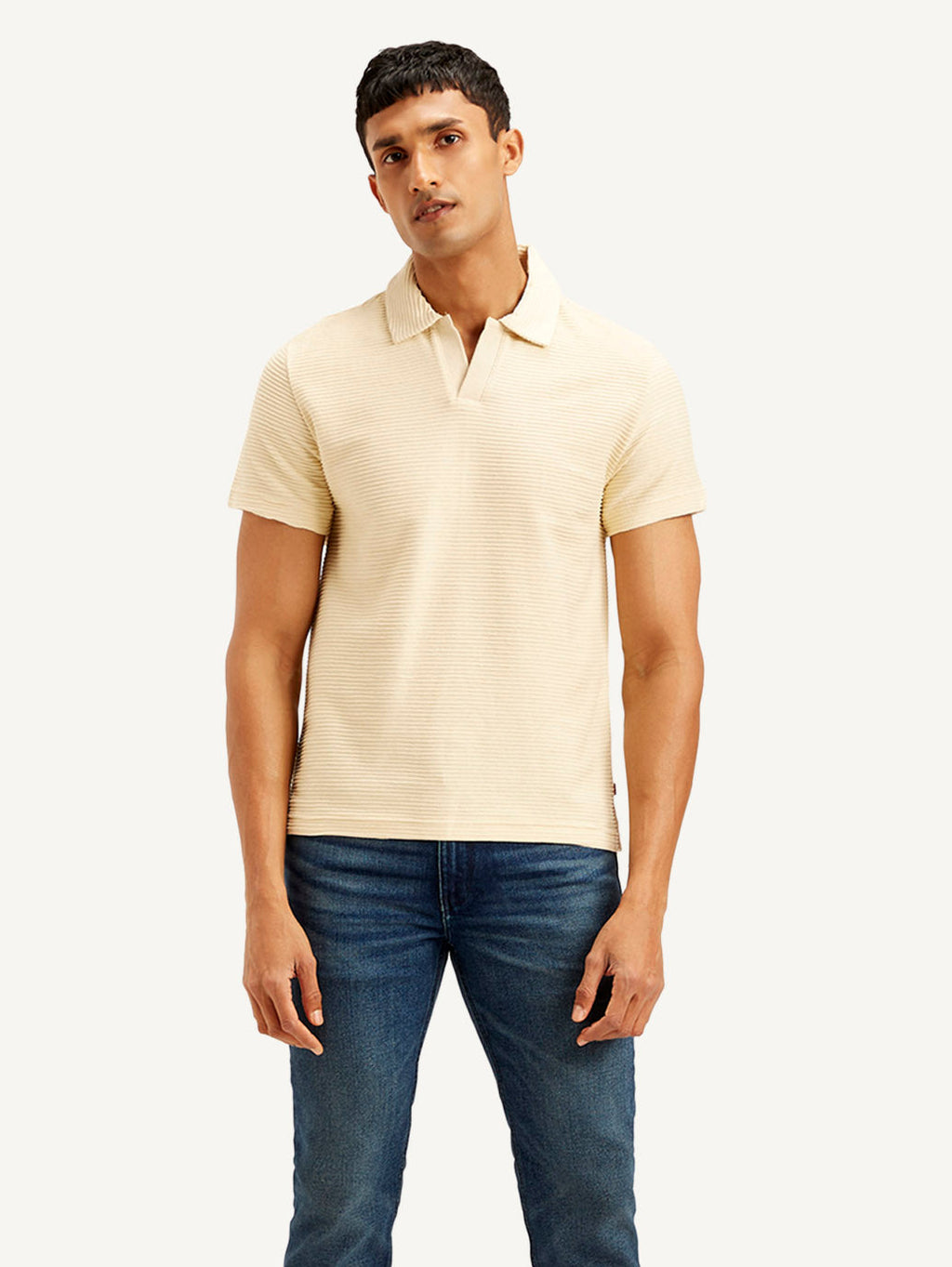 Men's Textured Slim Fit Polo Corduroy T-shirt