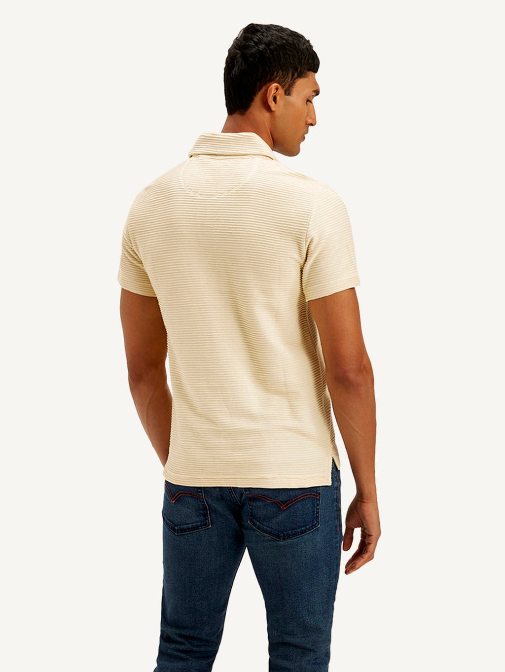 Men's Textured Slim Fit Polo Corduroy T-shirt