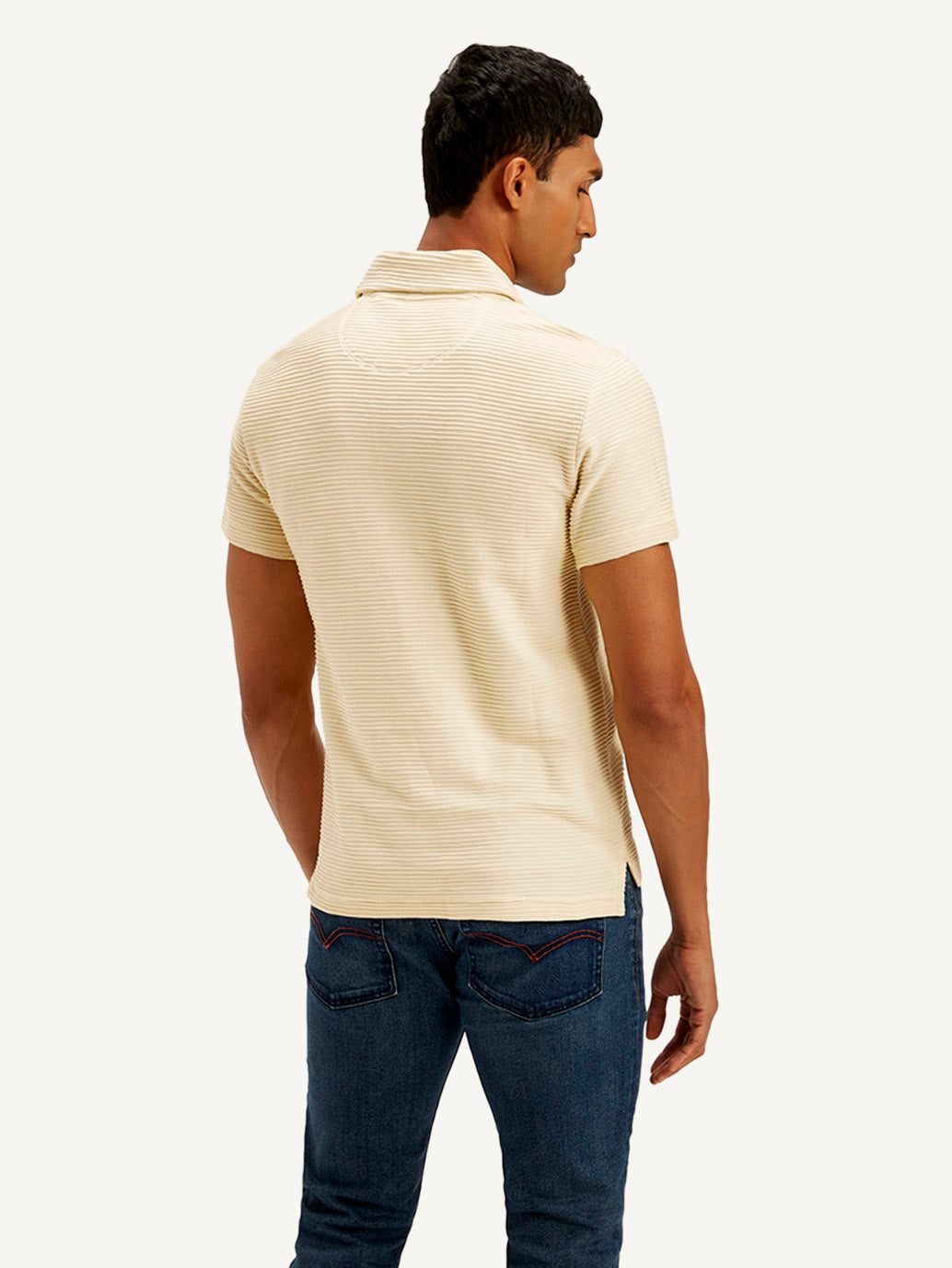 Men's Textured Slim Fit Polo Corduroy T-shirt