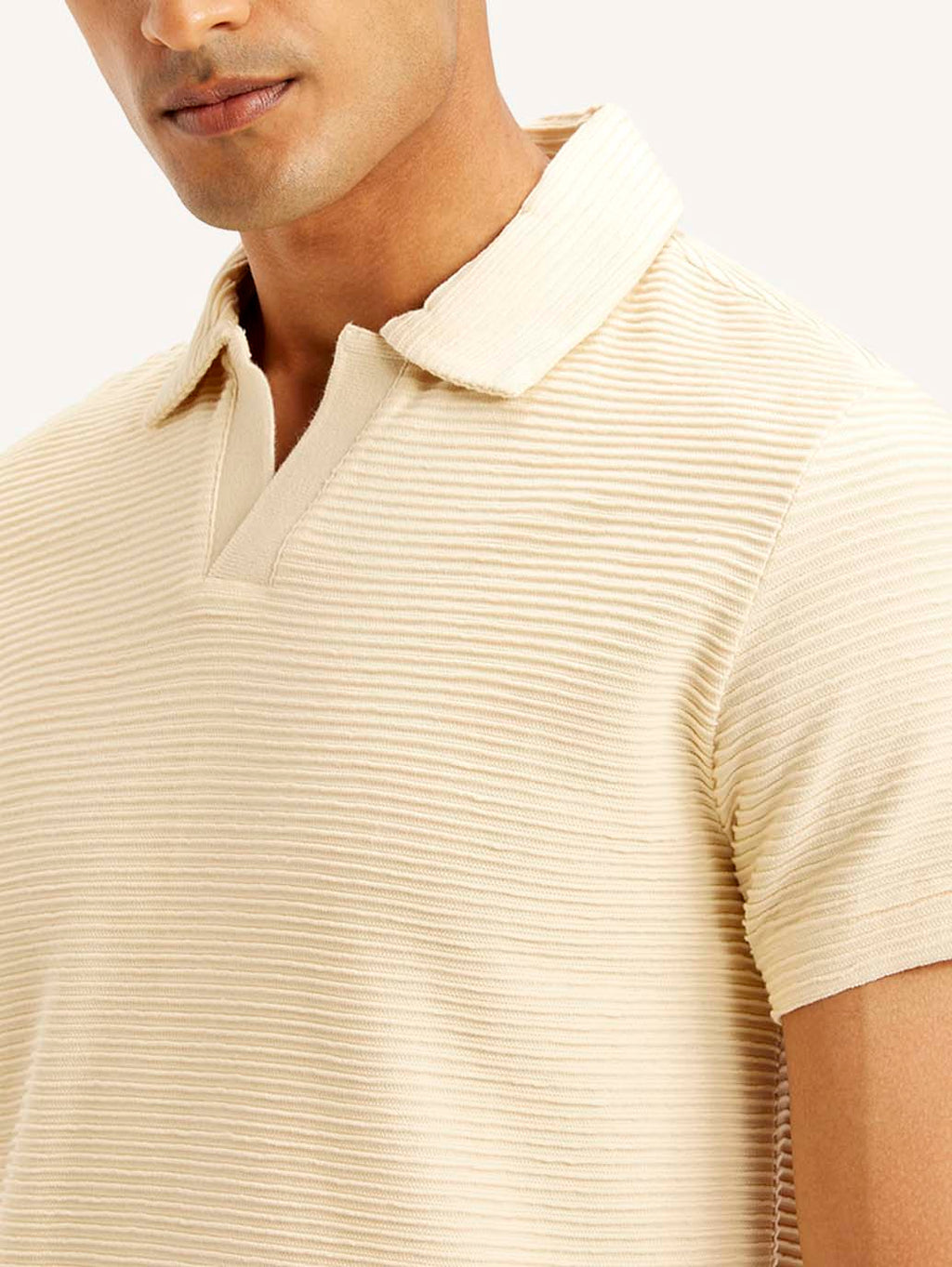 Men's Textured Slim Fit Polo Corduroy T-shirt