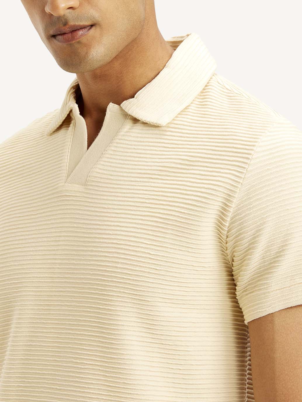 Men's Textured Slim Fit Polo Corduroy T-shirt
