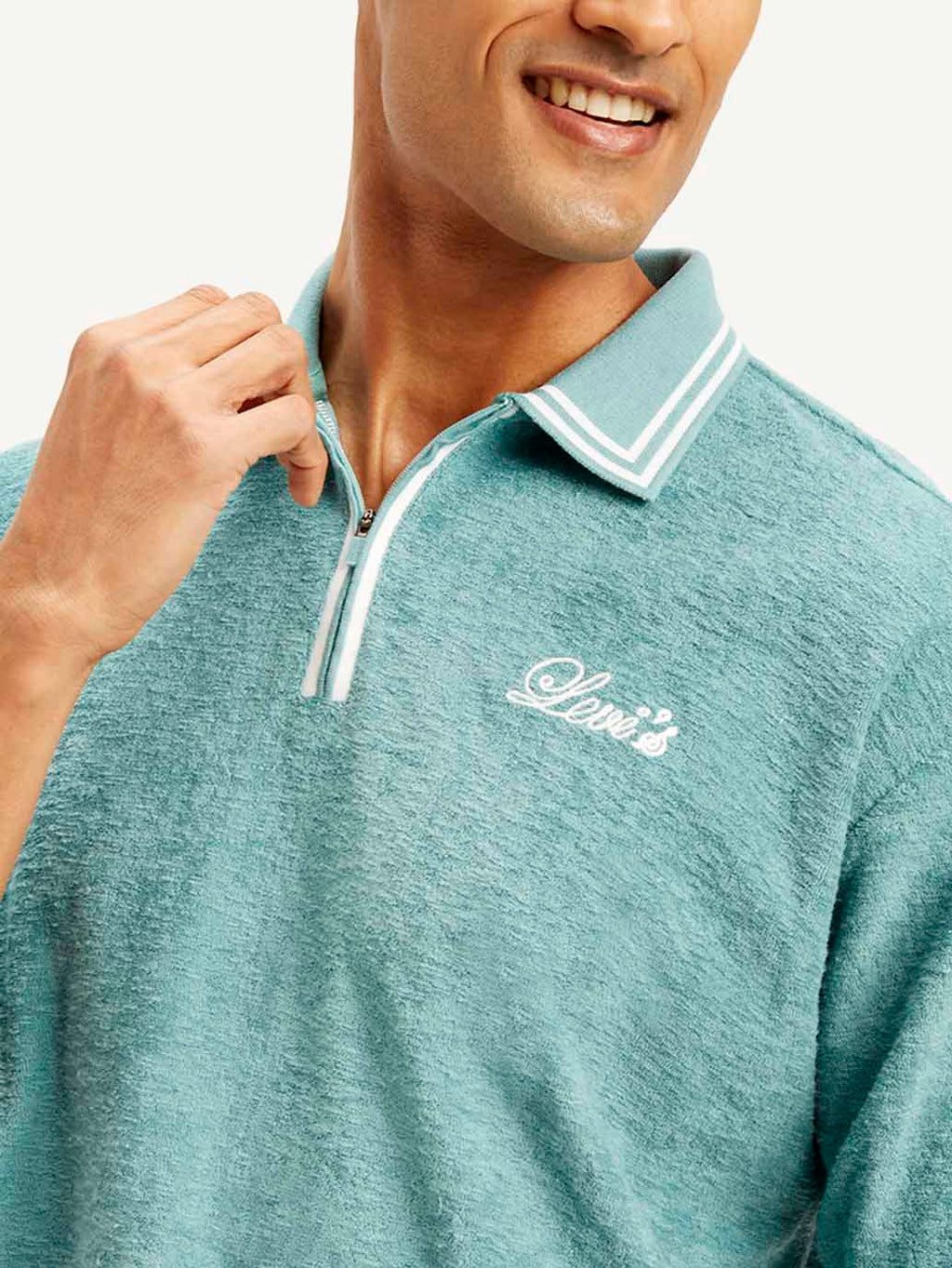 Men's Knitted Teal Polo T-shirt