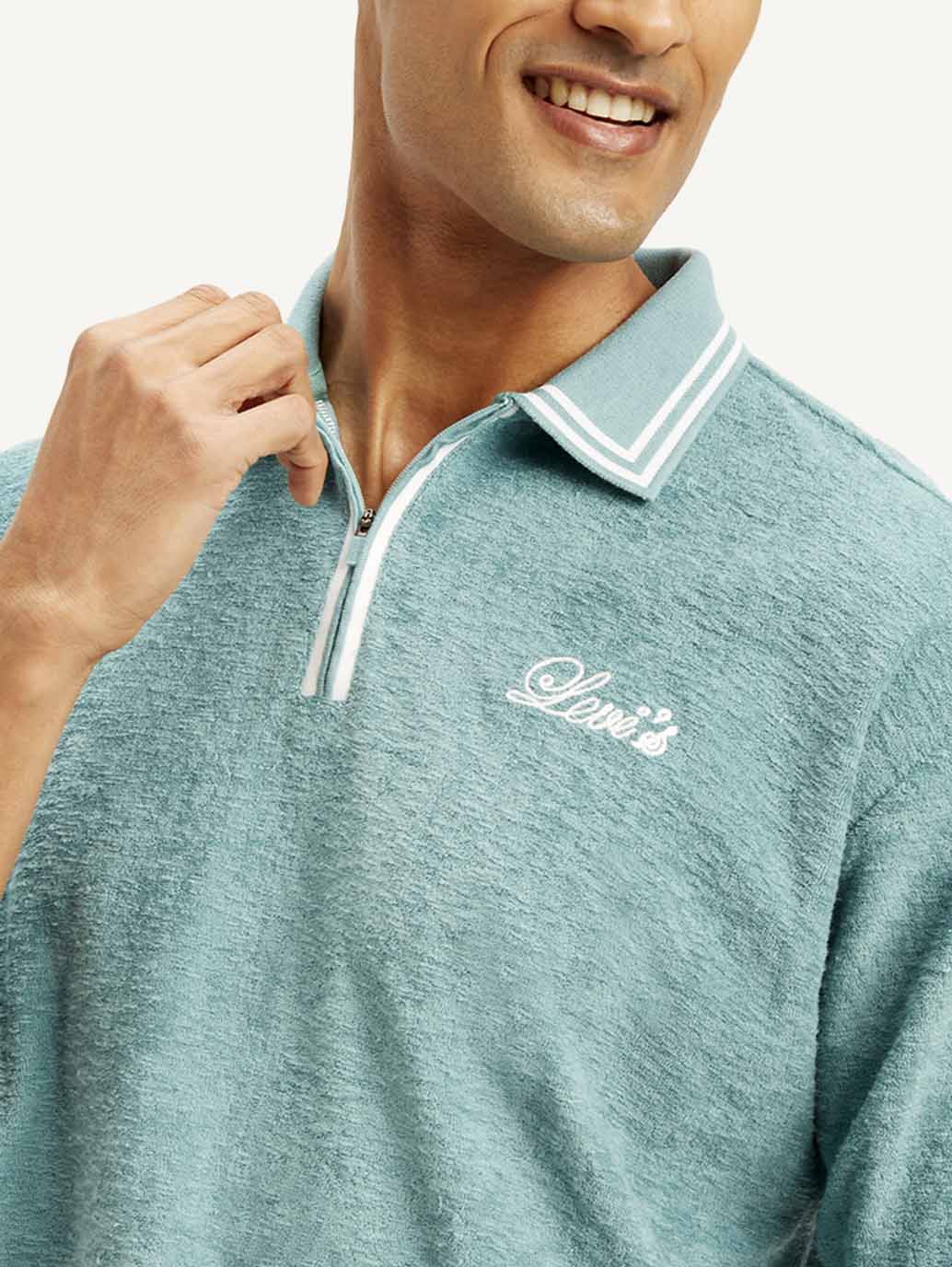 Men's Knitted Teal Polo T-shirt