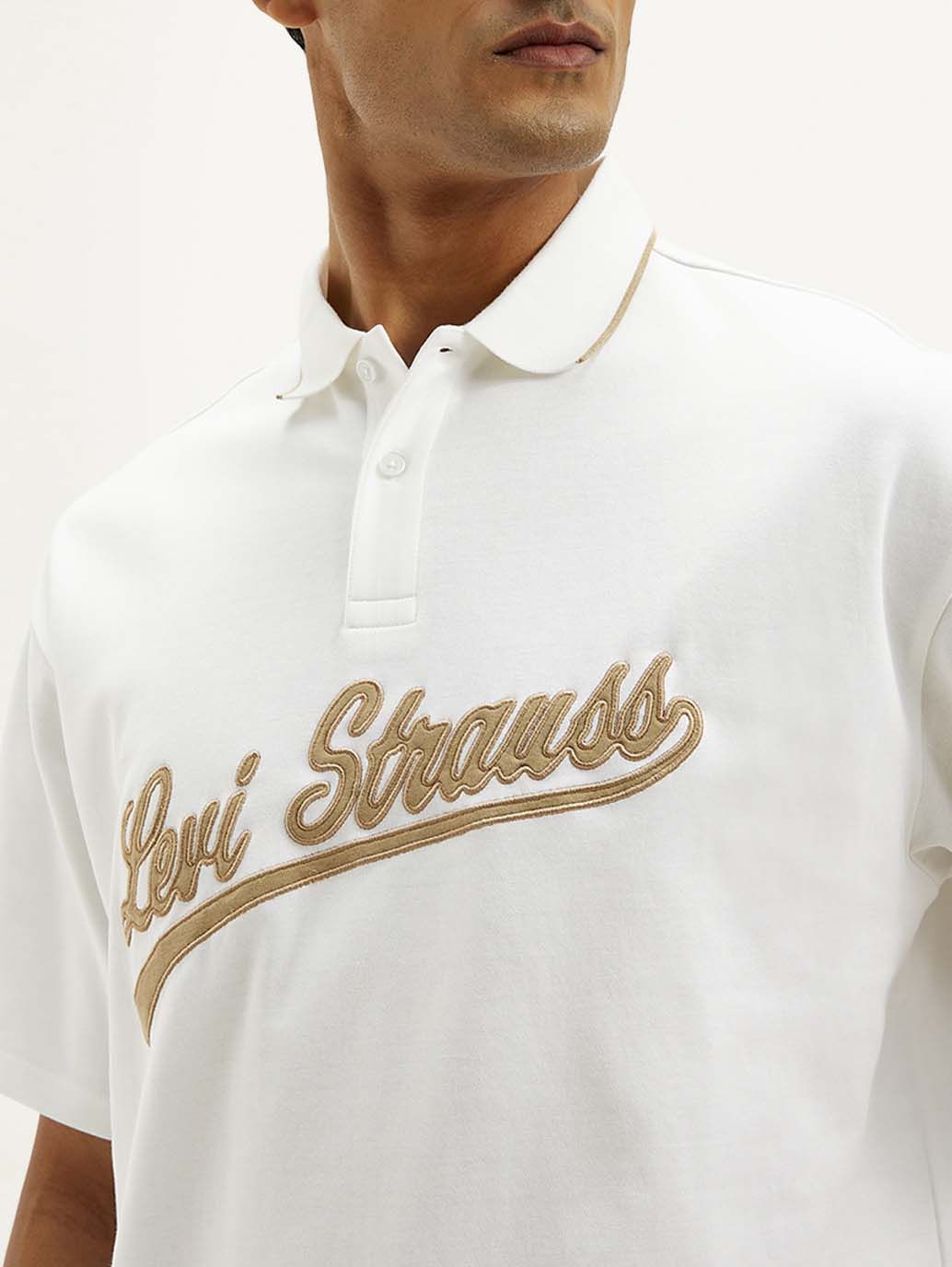 Men's Brand Logo Loose Fit Polo T-shirt