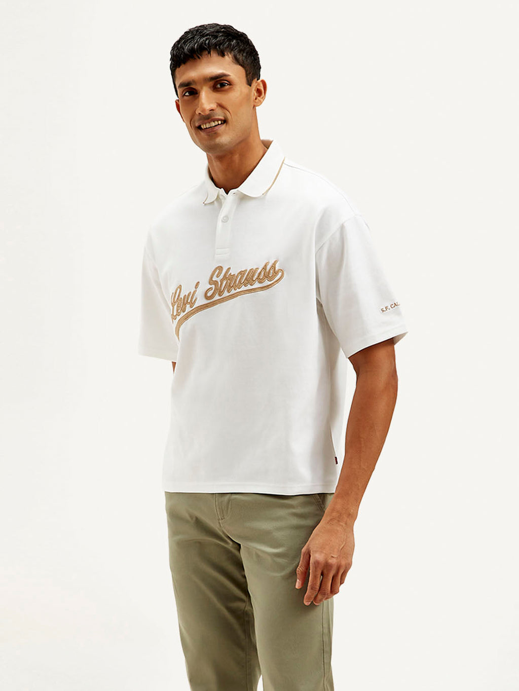 Men's Brand Logo Loose Fit Polo T-shirt