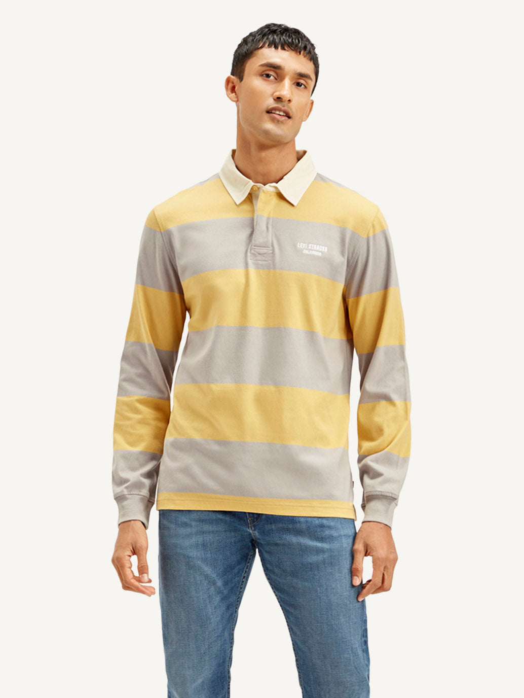 Men's Striped Yellow Polo T-shirt