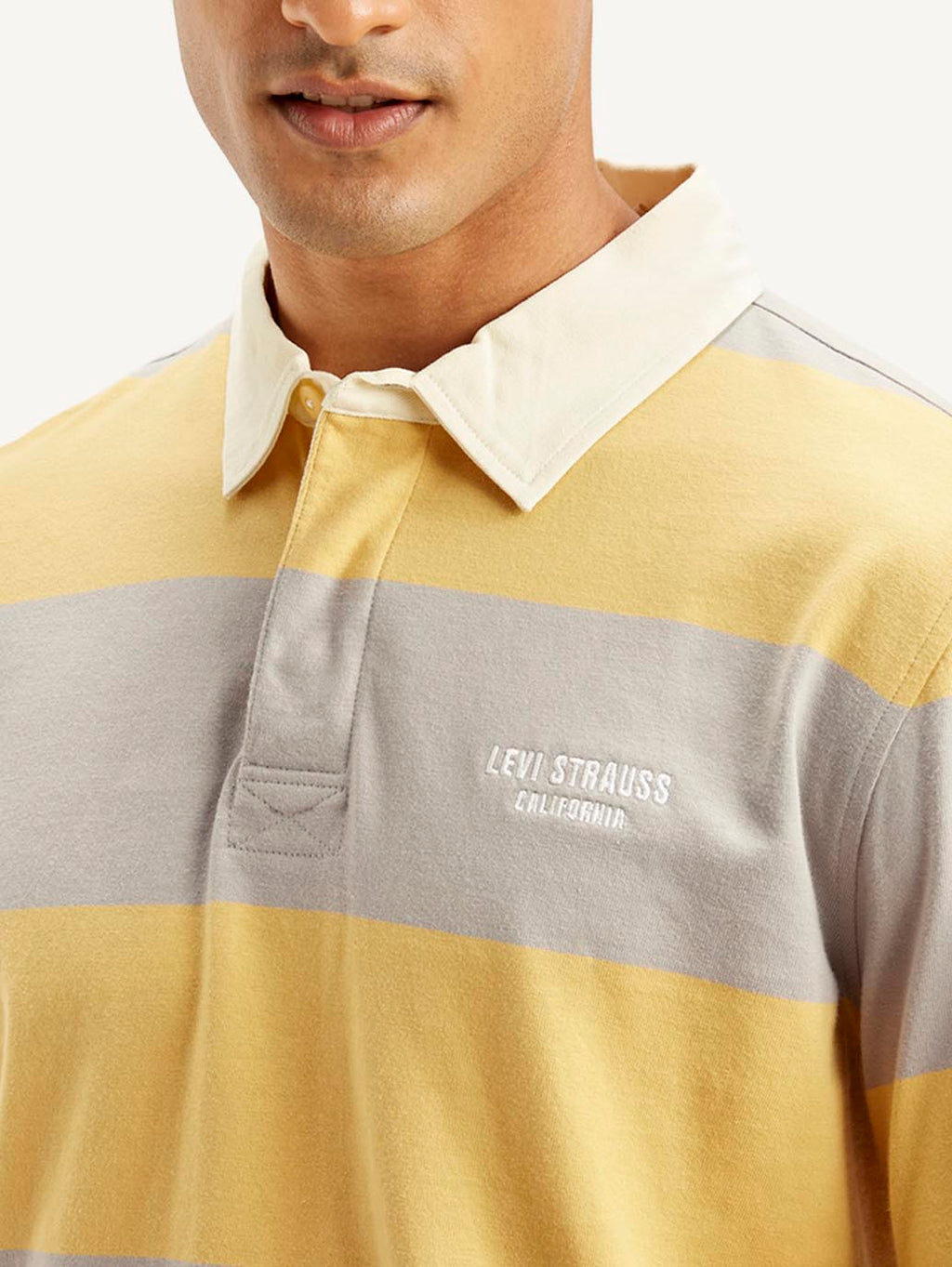 Men's Striped Yellow Polo T-shirt