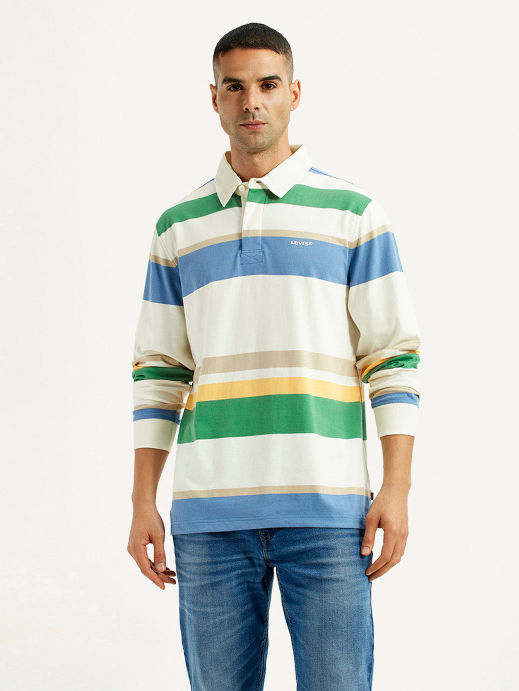 Men's Striped Multi Color Slim Fit Polo T-shirt