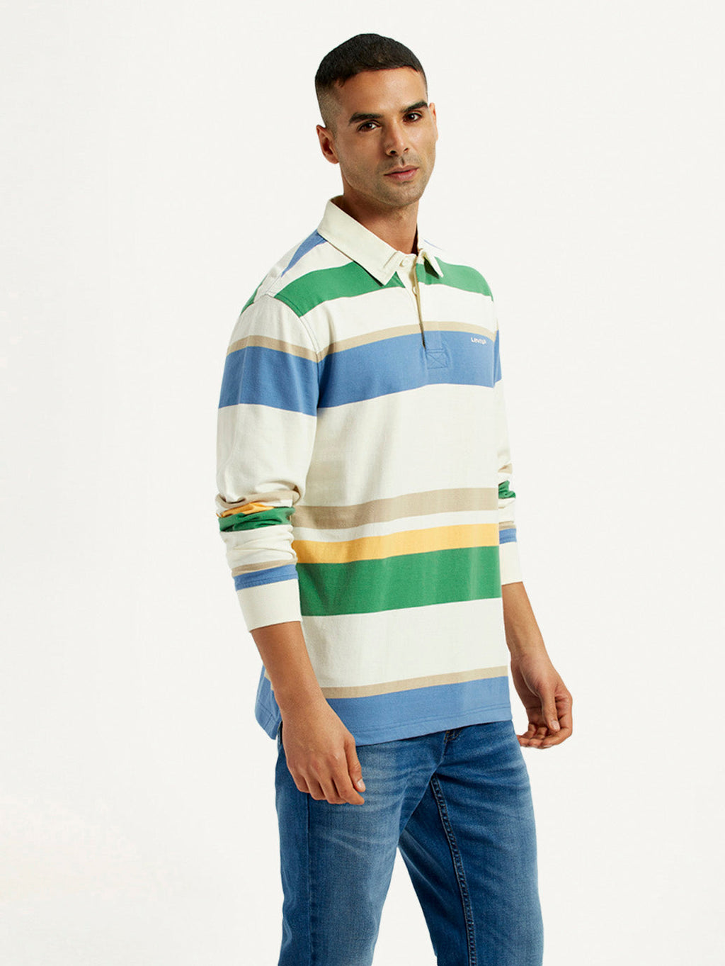 Men's Striped Multi Color Slim Fit Polo T-shirt