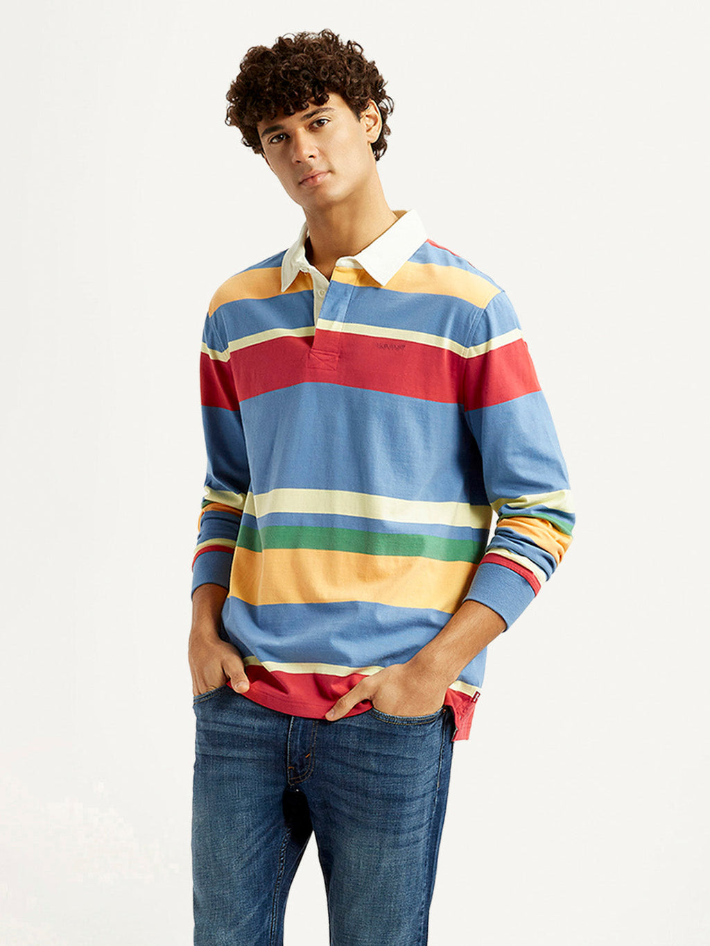 Men's Striped Multi Color Slim Fit Polo T-shirt