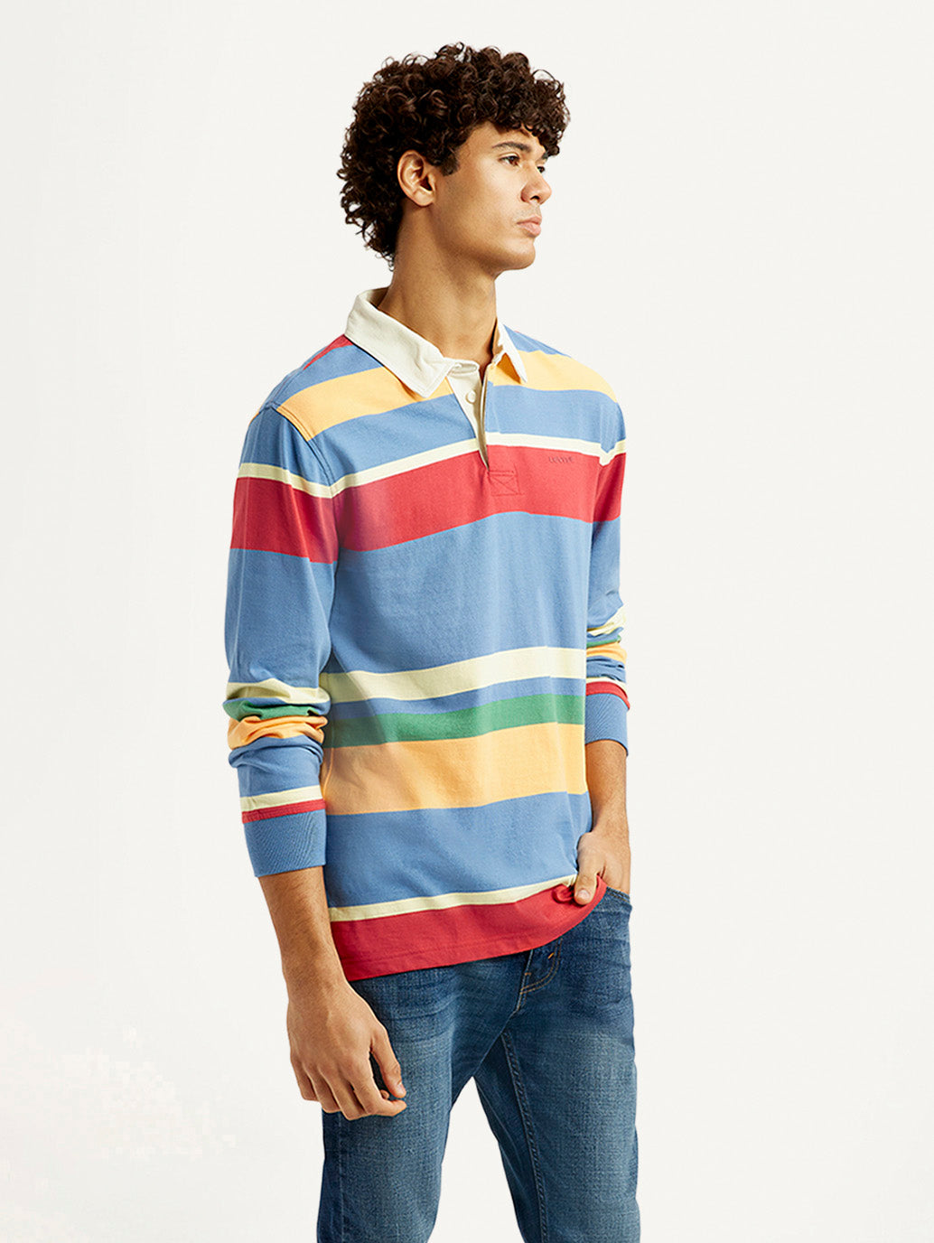 Men's Striped Multi Color Slim Fit Polo T-shirt