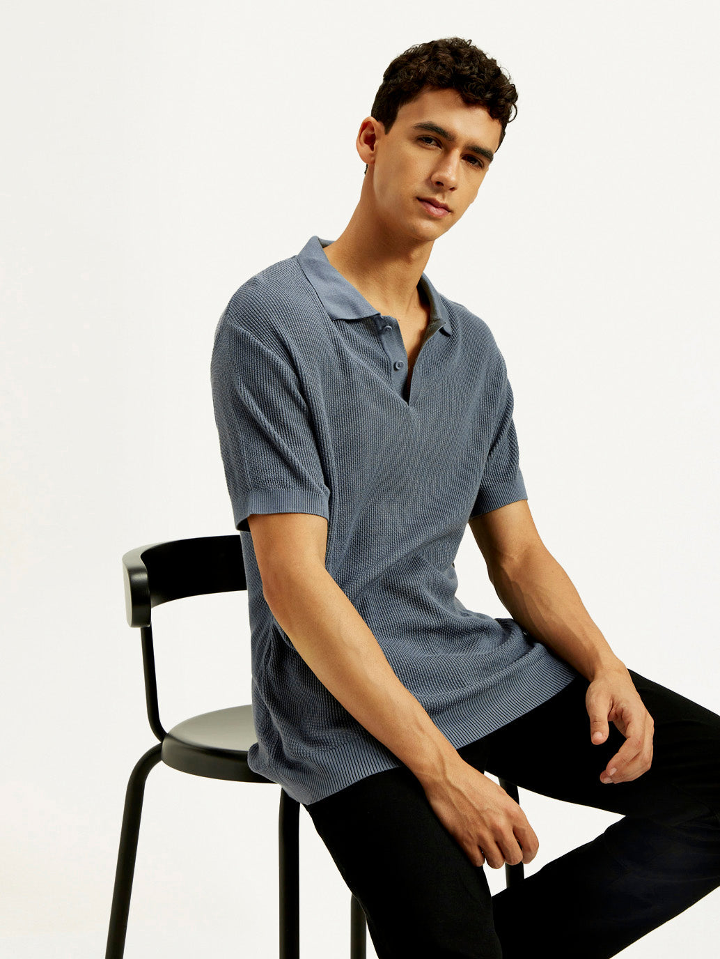 Men's Redloop Textured Slim Fit Polo T-Shirt