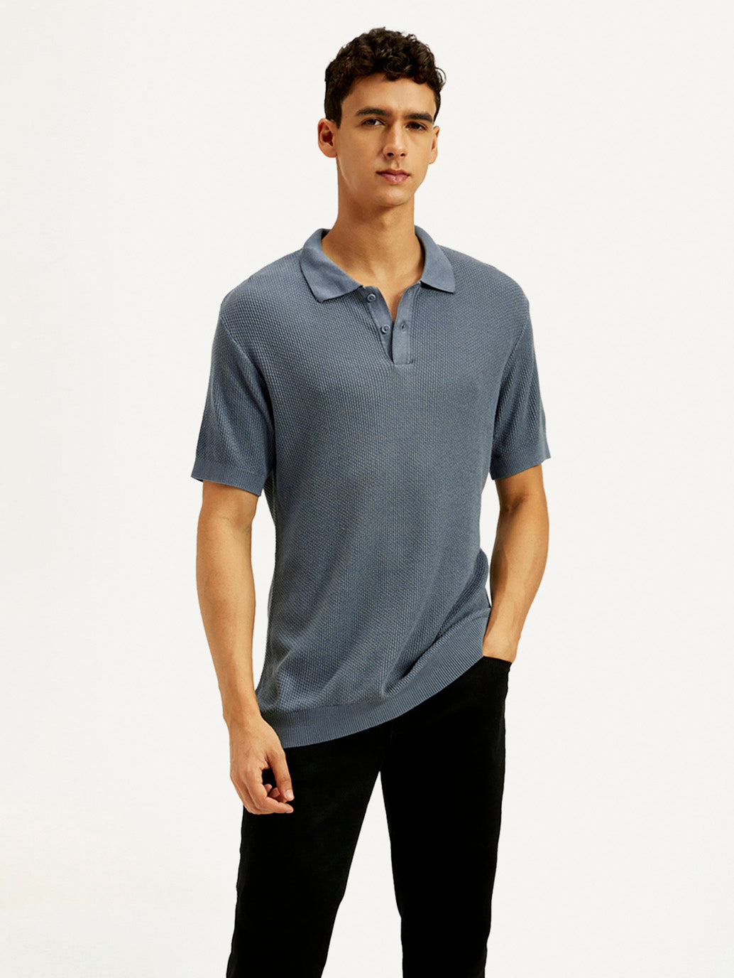 Men's Redloop Textured Slim Fit Polo T-Shirt