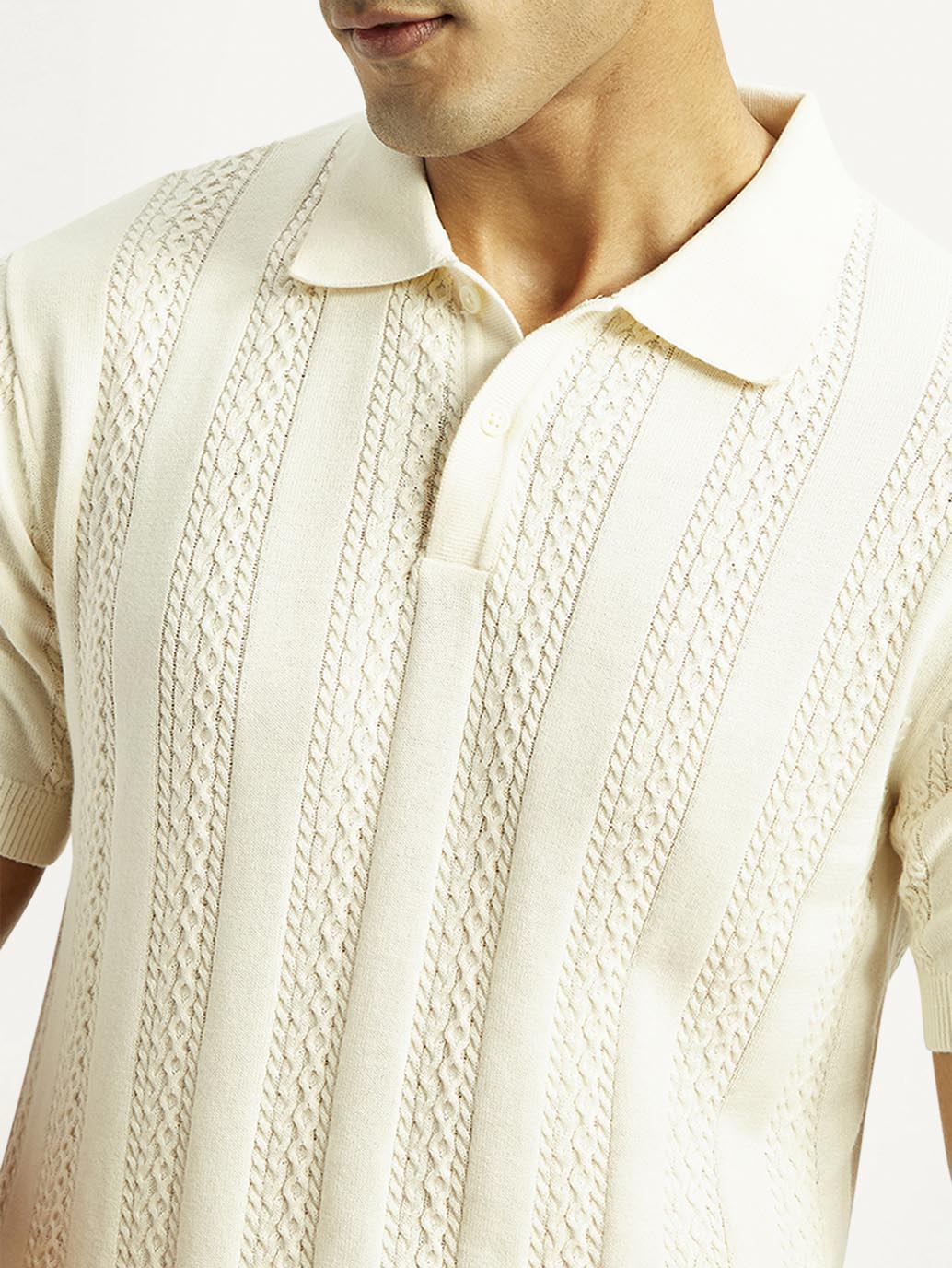 Men's Self Design Slim Fit Polo T-shirt