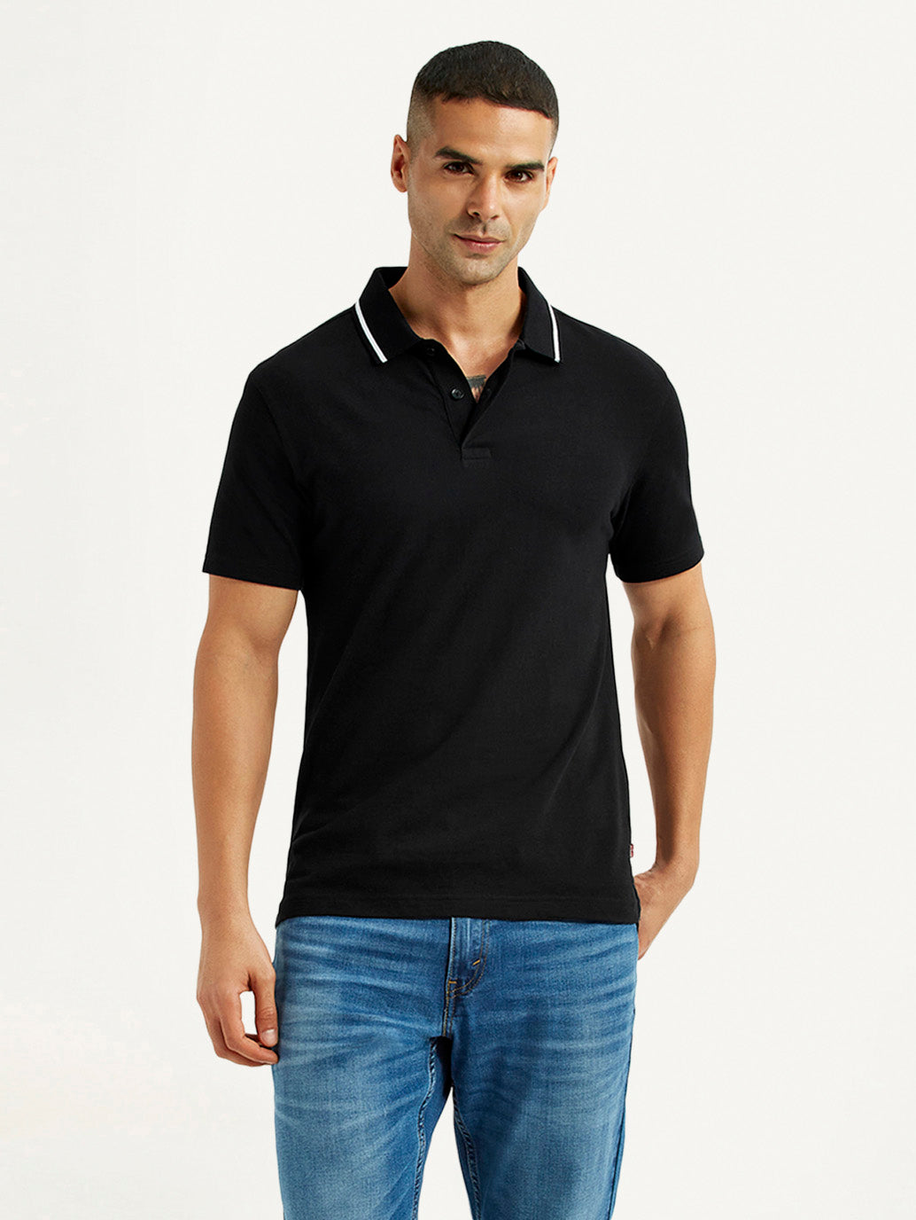 Men's Solid Black Polo T-Shirt