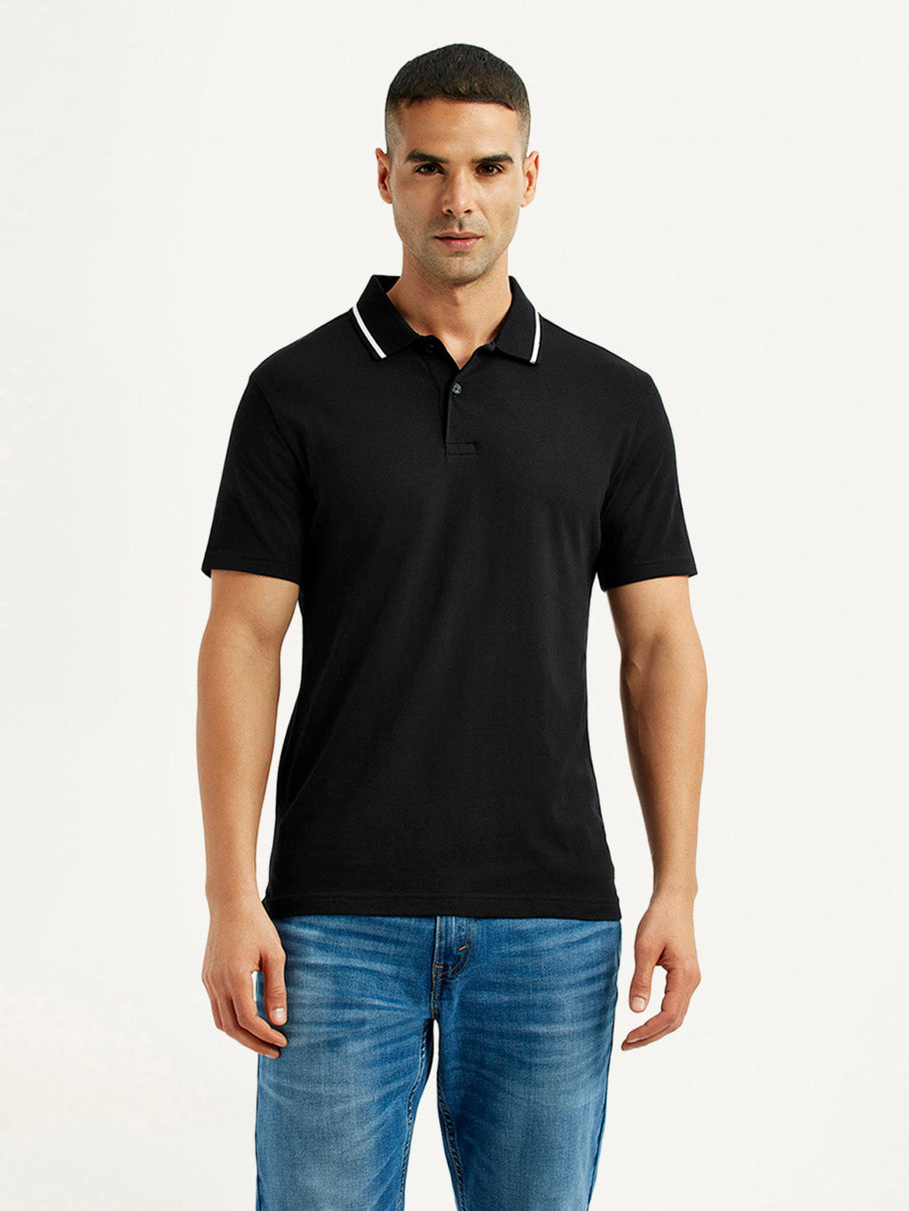 Men's Solid Black Polo T-Shirt