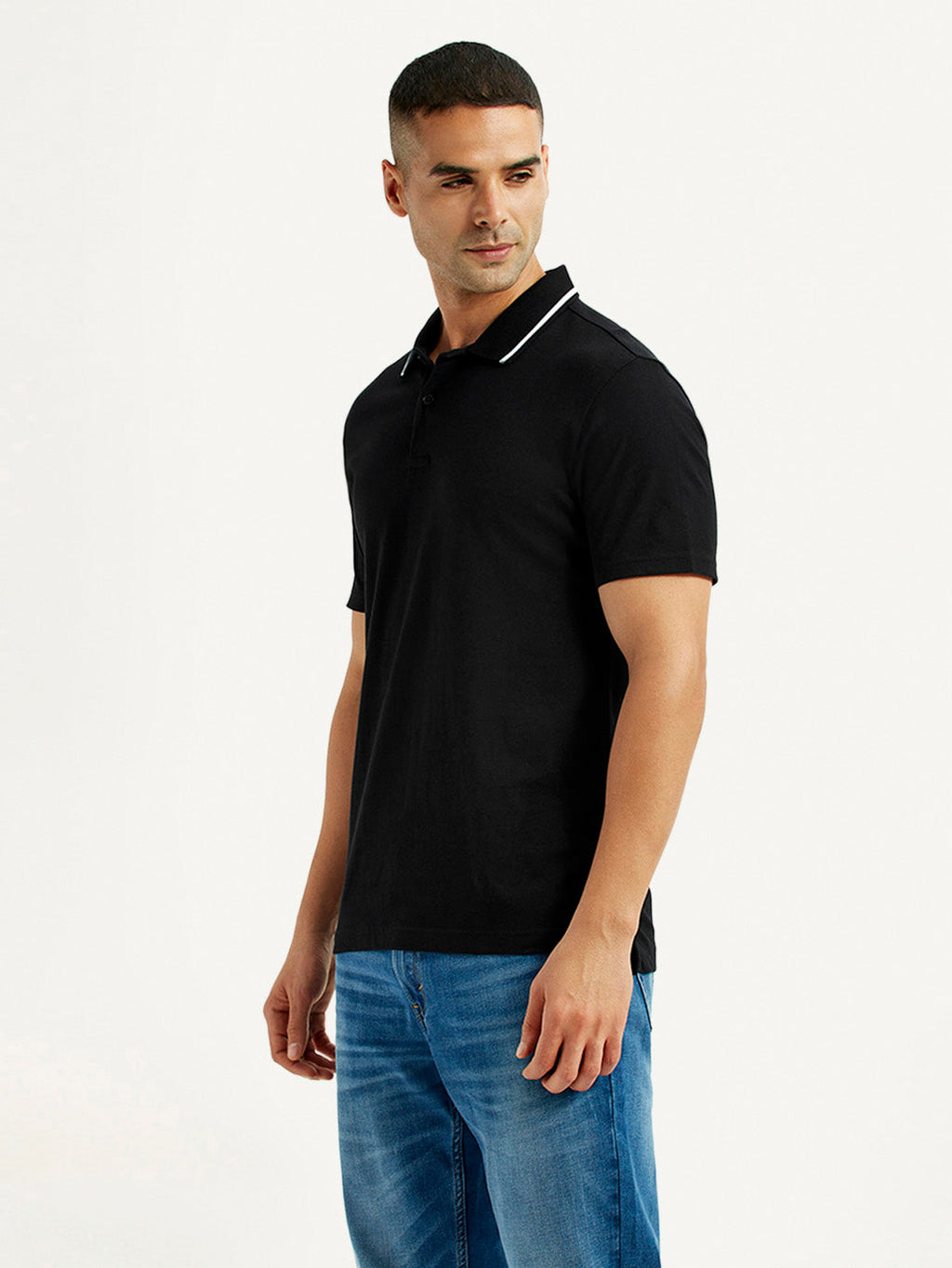 Men's Solid Black Polo T-Shirt